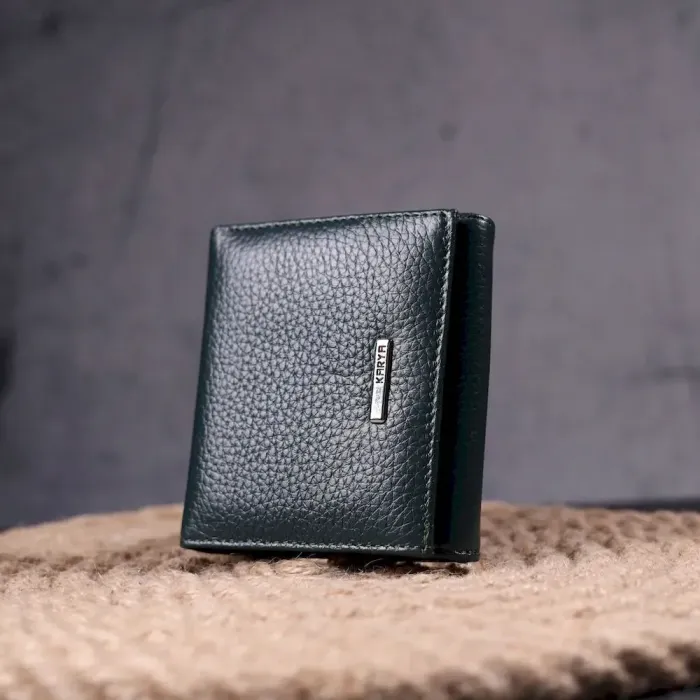 Интересный женский кошелек с монетницей из натуральной кожи KARYA 21379 Зеленый