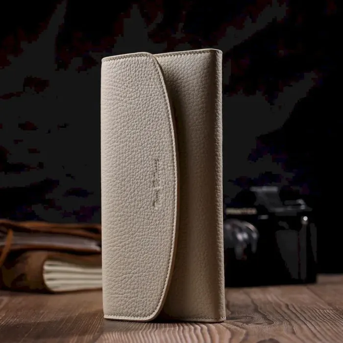 Цікавий жіночий гаманець з монетницею на блискавці з натуральної шкіри Tony Bellucci 21965 Молочний