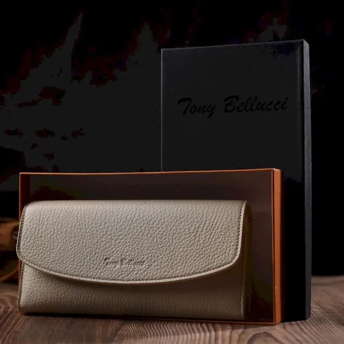 Цікавий жіночий гаманець з монетницею на блискавці з натуральної шкіри Tony Bellucci 21965 Молочний