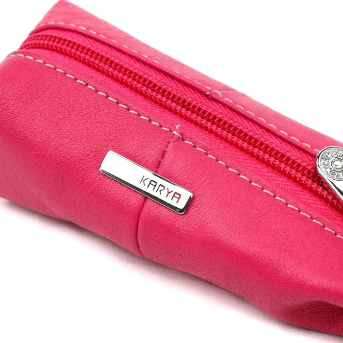 Яркая ключница из натуральной кожи KARYA 21214 Розовый