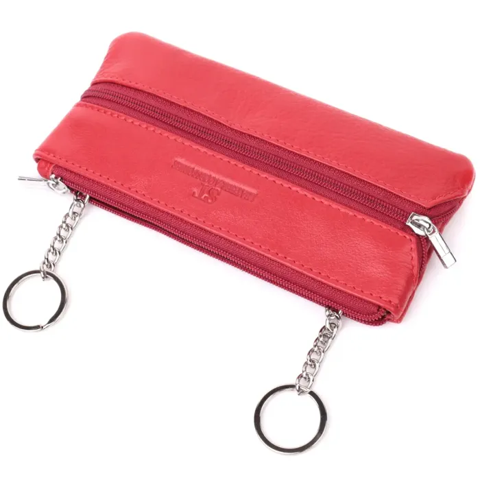 Яскрава шкіряна ключниця на блискавці ST Leather 22557 Червоний