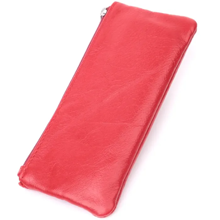 Яскрава шкіряна ключниця на блискавці ST Leather 22557 Червоний