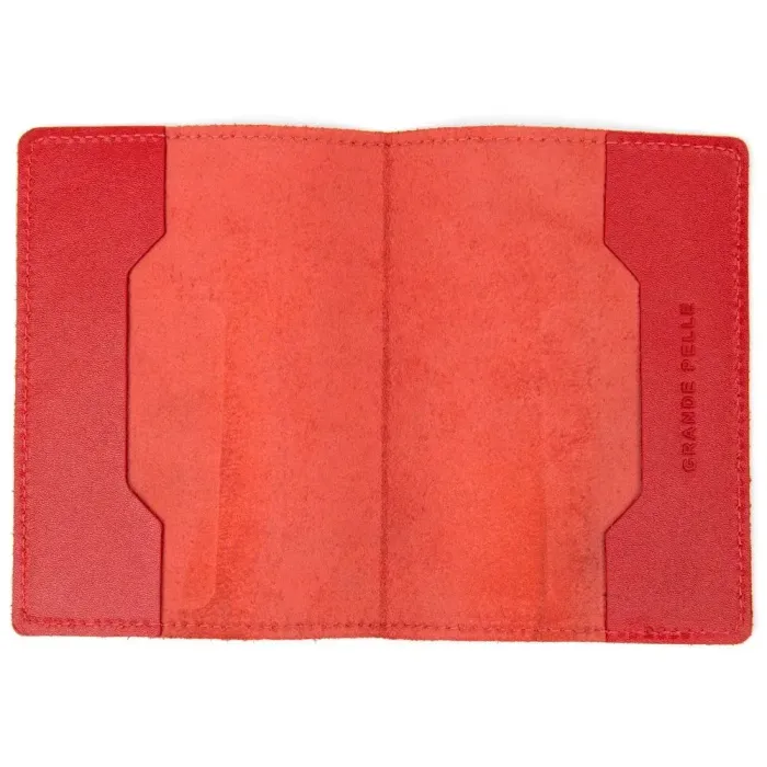 Яскрава обкладинка на паспорт із натуральної шкіри GRANDE PELLE 11484 Червоний