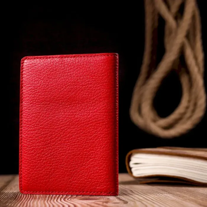 Яскрава обкладинка на паспорт із зернистої шкіри KARYA 20922 Червоний