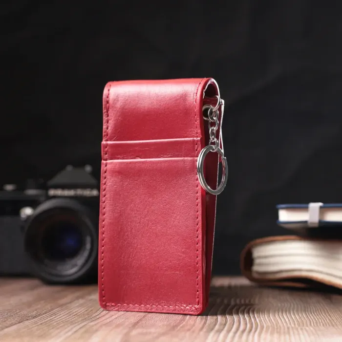Яскрава жіноча ключниця футляр із натуральної шкіри GRANDE PELLE 22569 Червоний