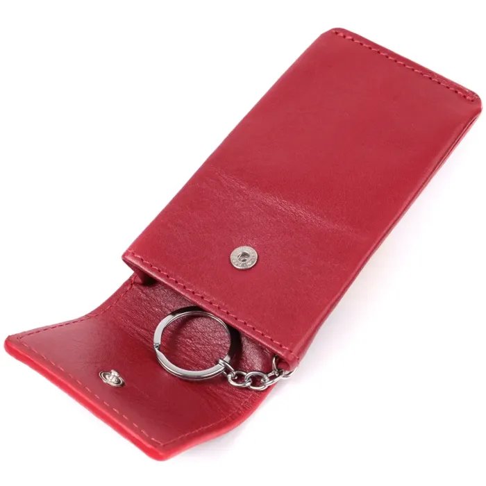 Яскрава жіноча ключниця футляр із натуральної шкіри GRANDE PELLE 22569 Червоний