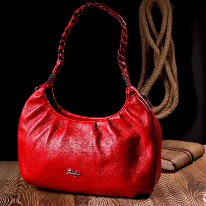 Яркая женская сумка багет KARYA 20837 кожаная Красный