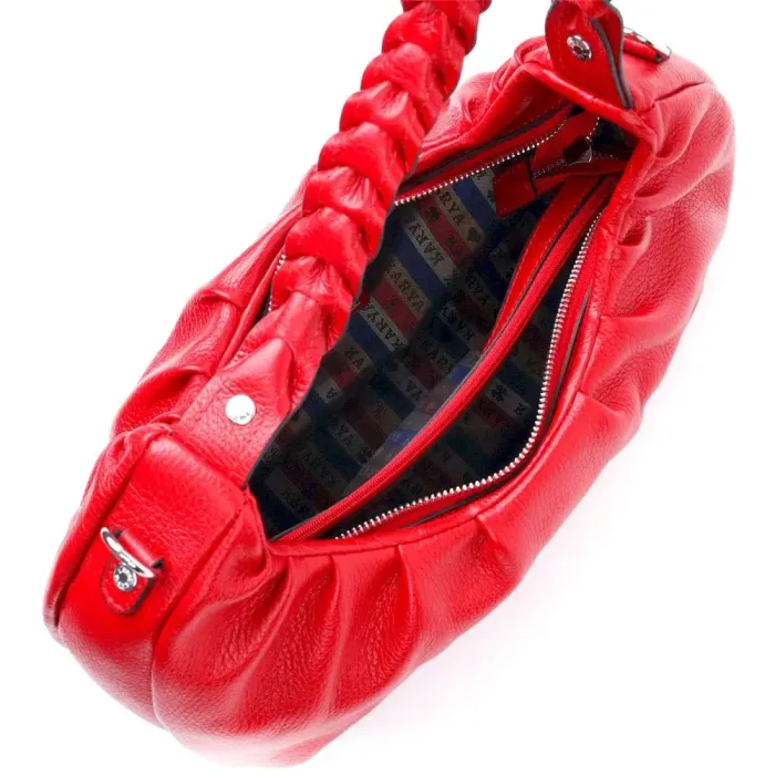 Яркая женская сумка багет KARYA 20837 кожаная Красный