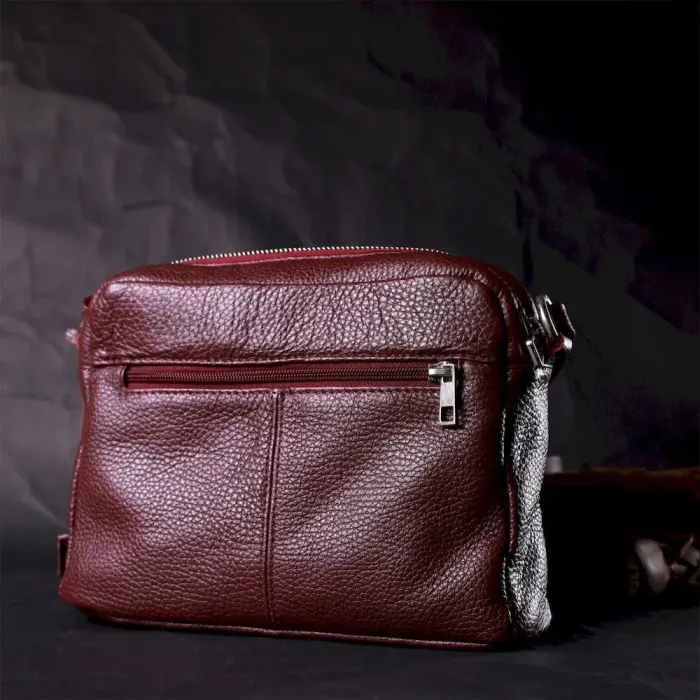 Яскрава сумка жіноча крос-боді з натуральної шкіри GRANDE PELLE 11653 Марсала