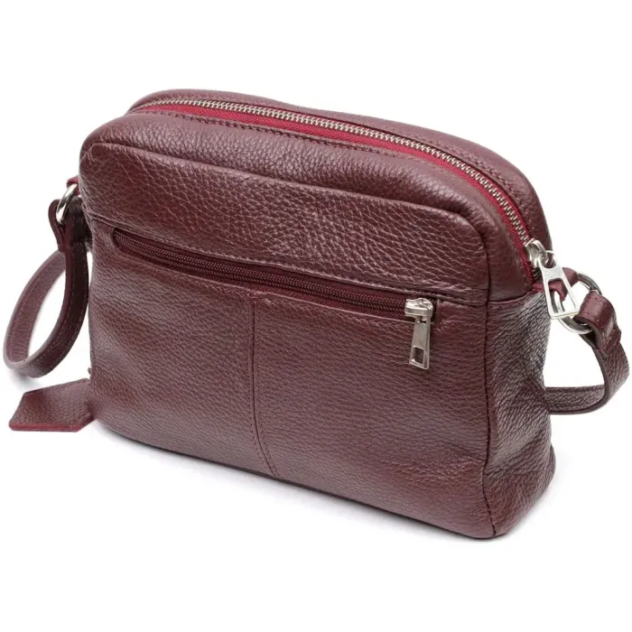 Яскрава сумка жіноча крос-боді з натуральної шкіри GRANDE PELLE 11653 Марсала