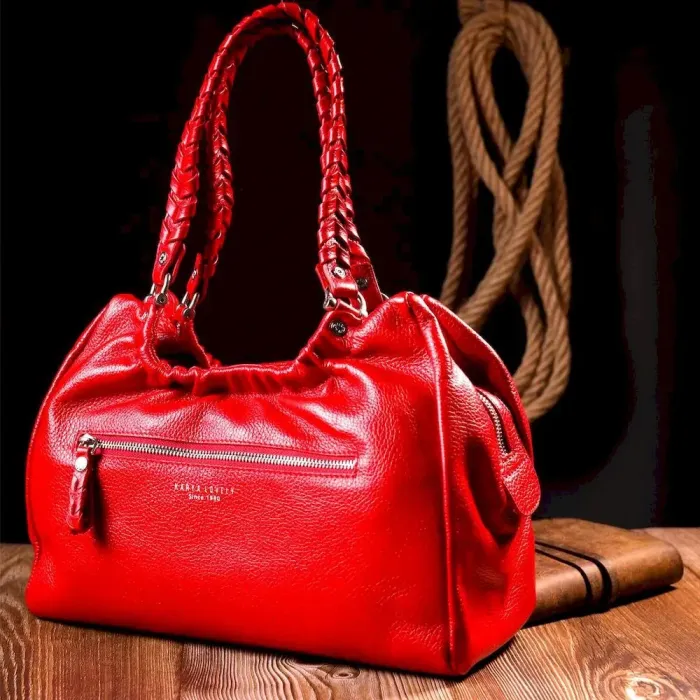 Яркая женская сумка с ручками KARYA 20843 кожаная Красный