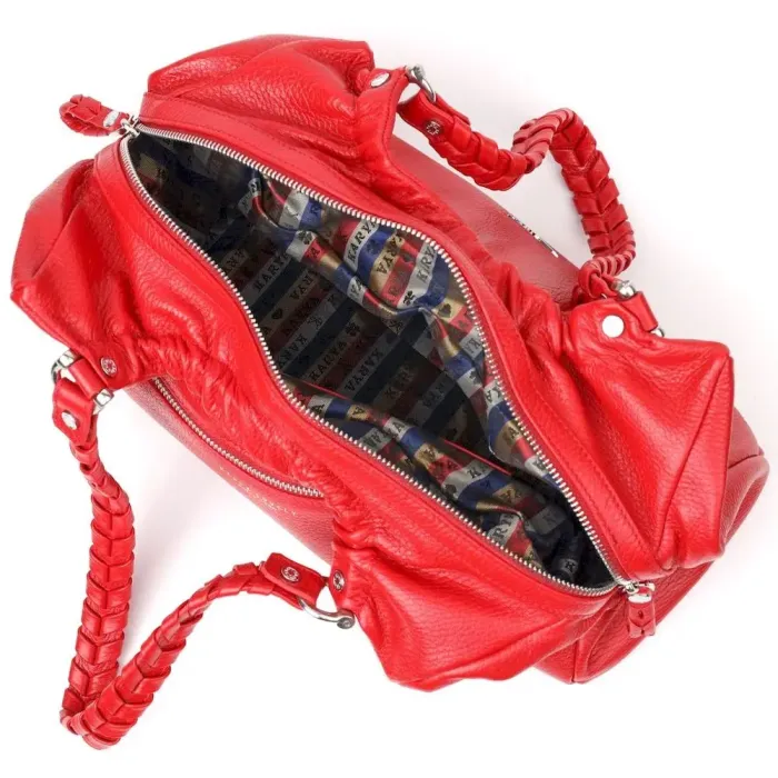 Яркая женская сумка с ручками KARYA 20843 кожаная Красный