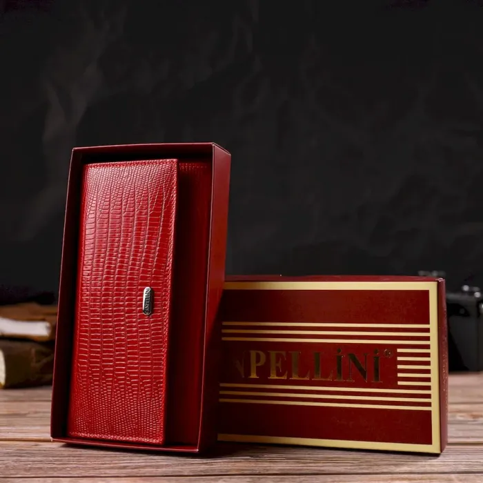 Яркий кошелек для женщин из натуральной фактурной кожи CANPELLINI 21823 Красный