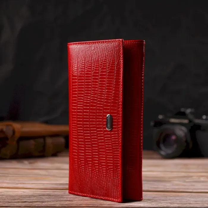 Яркий кошелек для женщин из натуральной фактурной кожи CANPELLINI 21823 Красный