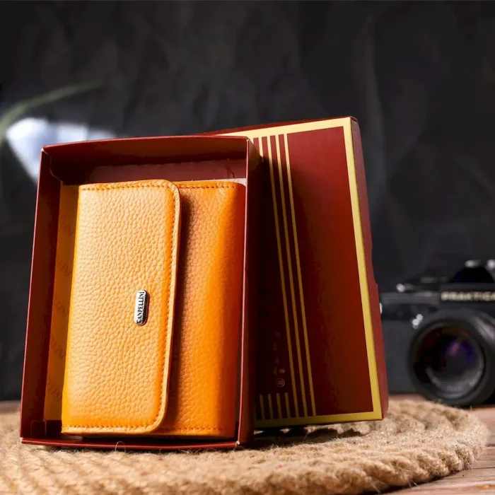 Яскравий гаманець для жінок із натуральної шкіри флотар CANPELLINI 21592 Жовтий