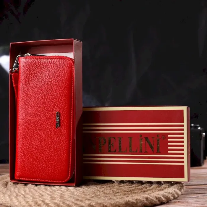 Яркий кошелек для женщин из натуральной зернистой кожи CANPELLINI 21615 Красный