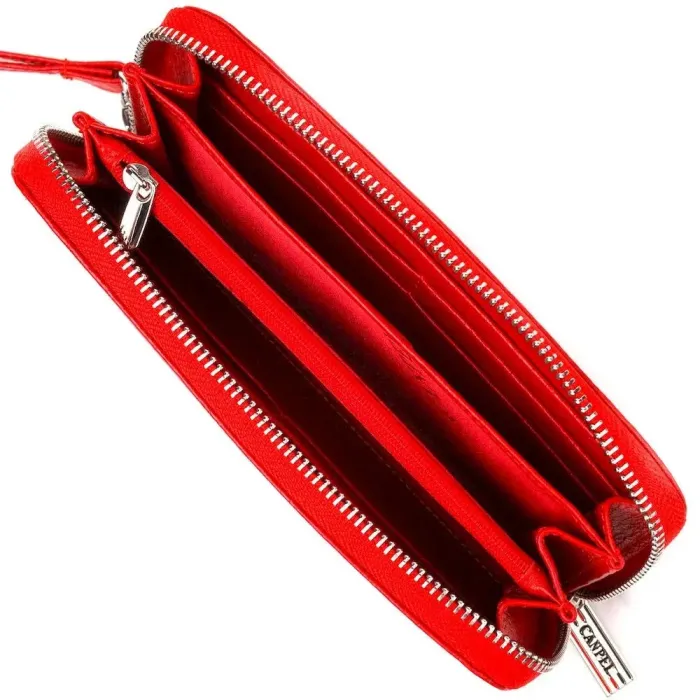 Яркий кошелек для женщин из натуральной зернистой кожи CANPELLINI 21615 Красный