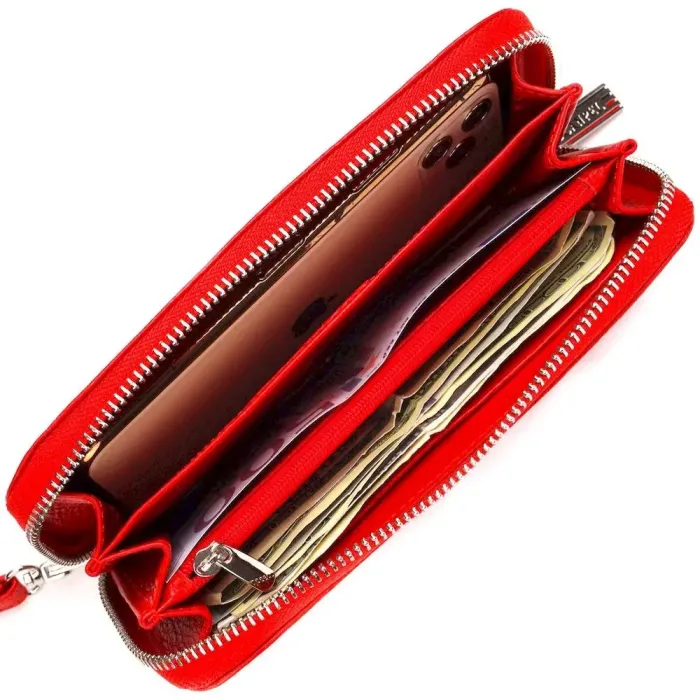 Яркий кошелек для женщин из натуральной зернистой кожи CANPELLINI 21615 Красный