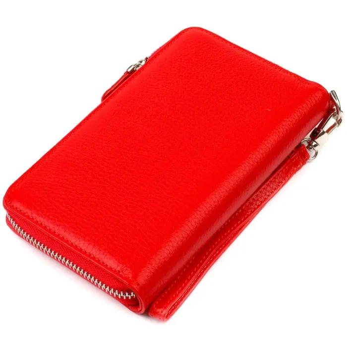 Яскравий гаманець-клатч для жінок із натуральної шкіри CANPELLINI 21619 Червоний