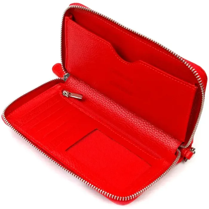 Яскравий гаманець-клатч для жінок із натуральної шкіри CANPELLINI 21619 Червоний