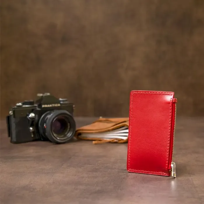 Яскравий шкіряний картхолдер GRANDE PELLE 11497 Червоний