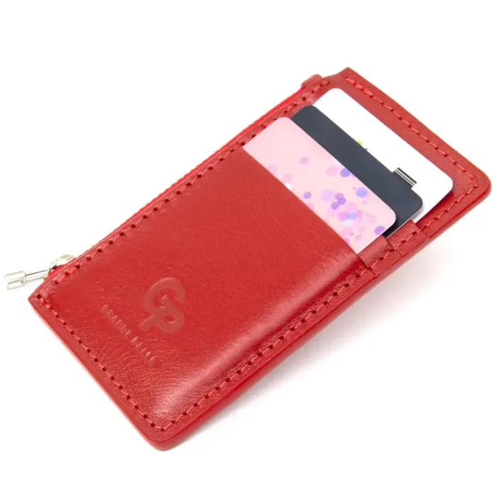 Яскравий шкіряний картхолдер GRANDE PELLE 11497 Червоний