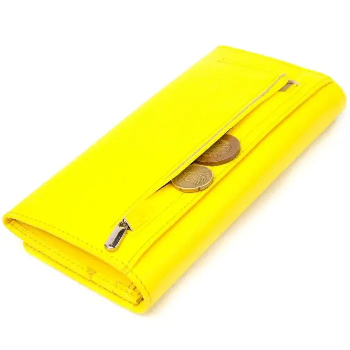 Яскравий молодіжний гаманець із натуральної шкіри флотар CANPELLINI 21612 Лимонний
