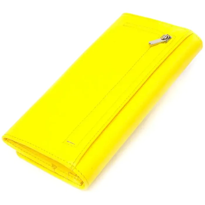 Яскравий молодіжний гаманець із натуральної шкіри флотар CANPELLINI 21612 Лимонний