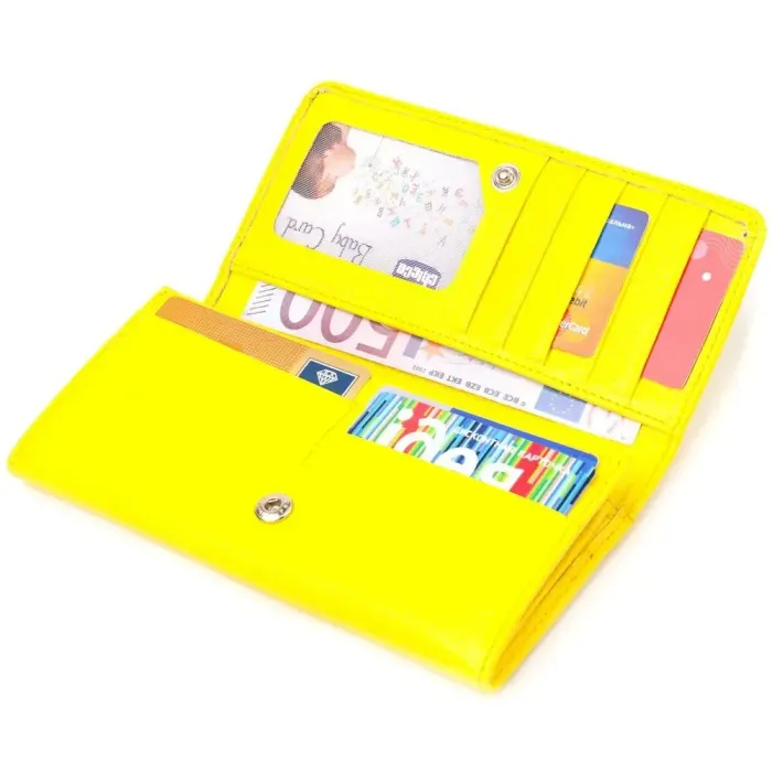 Яскравий молодіжний гаманець із натуральної шкіри флотар CANPELLINI 21612 Лимонний