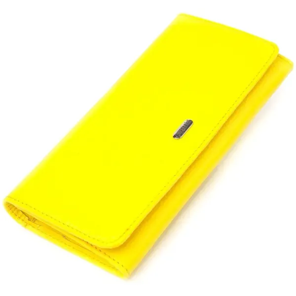 Яскравий молодіжний гаманець із натуральної шкіри флотар CANPELLINI 21612 Лимонний