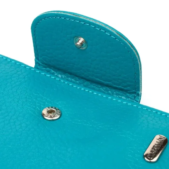 Яркий вертикальный кошелек из натуральной кожи CANPELLINI 21678 Бирюзовый
