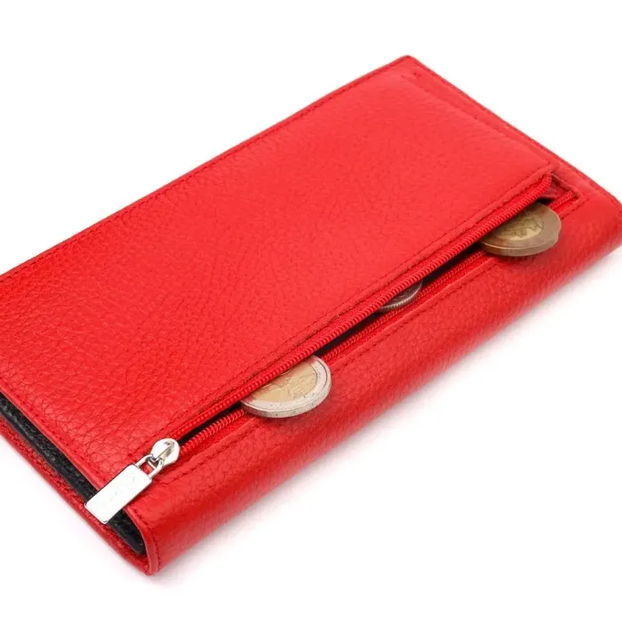 Яркий вертикальный женский кошелек из натуральной кожи KARYA 21018 Красный
