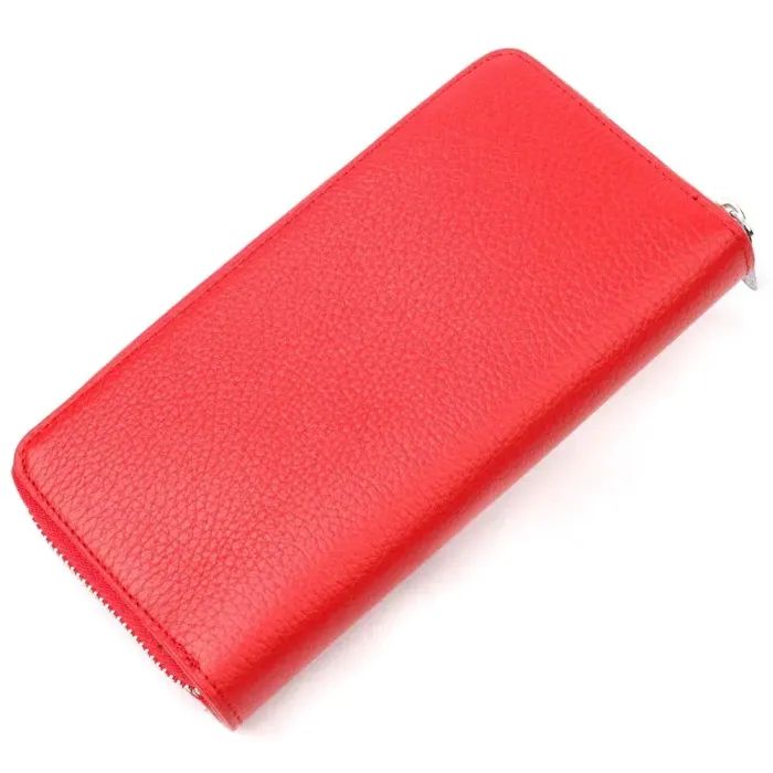 Яркий вертикальный женский кошелек из натуральной кожи KARYA 21161 Красный