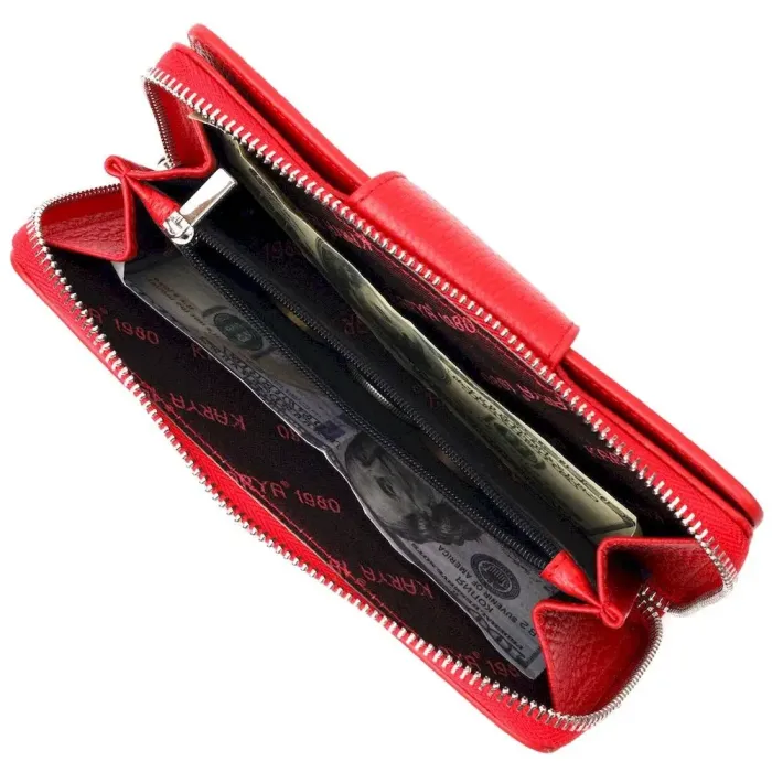 Яркий вертикальный женский кошелек из натуральной кожи KARYA 21161 Красный