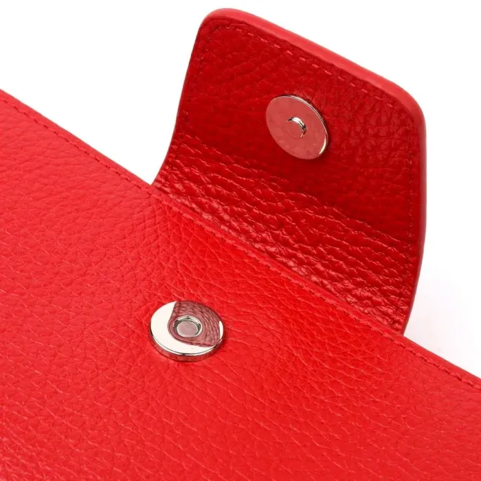 Яркий вертикальный женский кошелек из натуральной кожи KARYA 21161 Красный