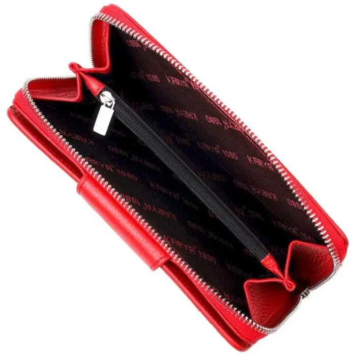 Яркий вертикальный женский кошелек из натуральной кожи KARYA 21161 Красный