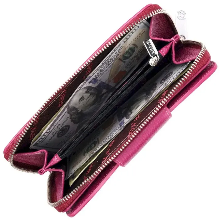 Яркий вместительный вертикальный женский кошелек из натуральной кожи KARYA 21160 Фиолетовый