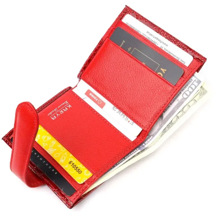 Яскравий жіночий гаманець із натуральної фактурної шкіри KARYA 20951 Червоний