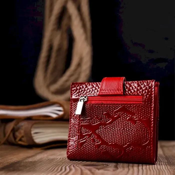 Яскравий жіночий гаманець із натуральної фактурної шкіри KARYA 20951 Червоний