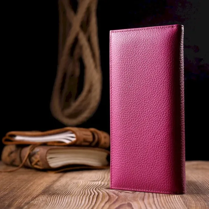 Яскравий жіночий горизонтальний гаманець із натуральної шкіри KARYA 21096 Фіолетовий