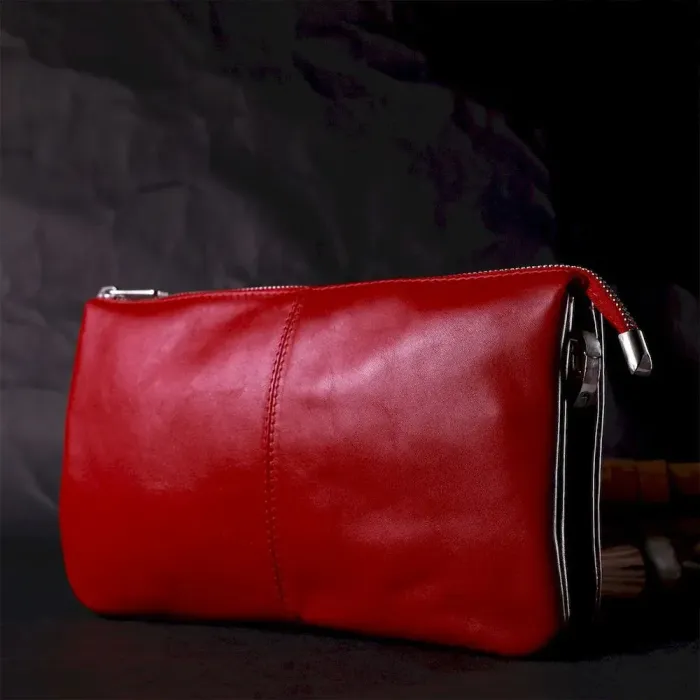 Яскравий жіночий клатч із натуральної шкіри GRANDE PELLE 11670 Червоний