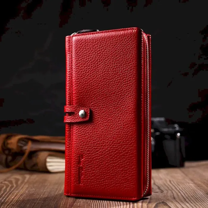 Яскравий жіночий клатч з двома блоками для кредитних карток з натуральної шкіри Tony Bellucci 21985 Червоний