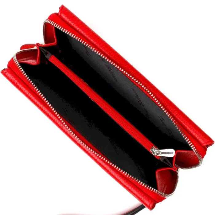 Яскравий жіночий клатч з двома блоками для кредитних карток з натуральної шкіри Tony Bellucci 21985 Червоний