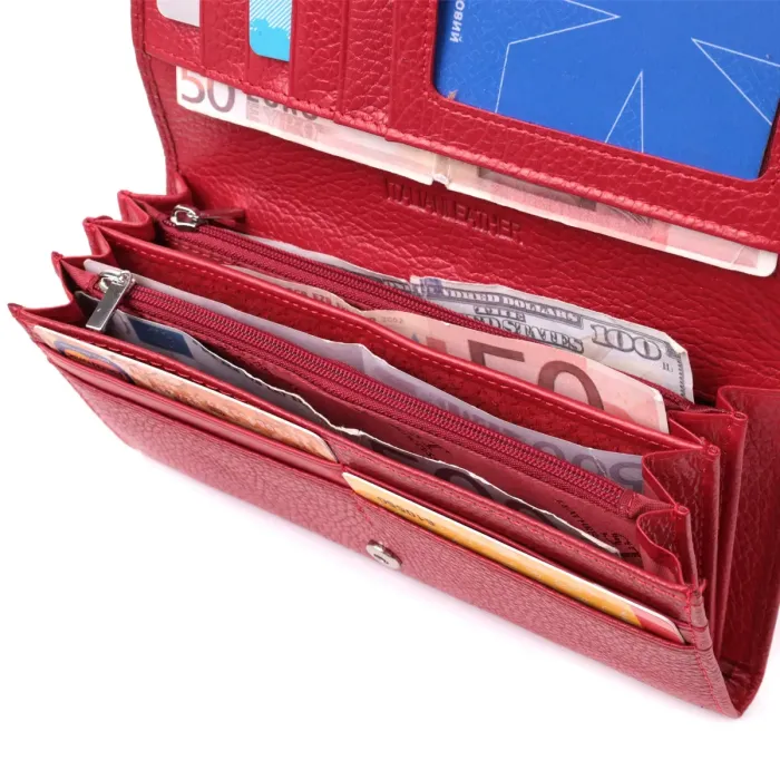 Яскравий жіночий гаманець горизонтального формату із натуральної шкіри ST Leather 22514 Червоний