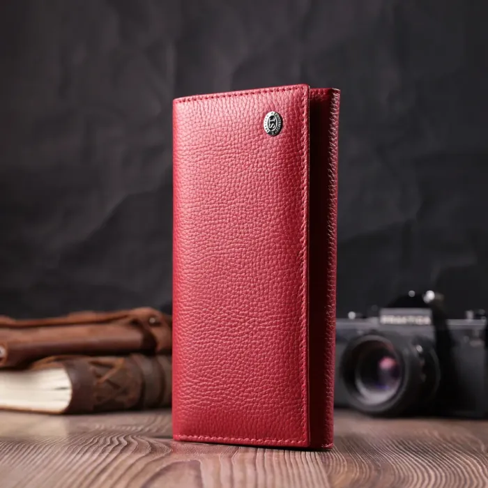 Яскравий жіночий гаманець горизонтального формату із натуральної шкіри ST Leather 22514 Червоний