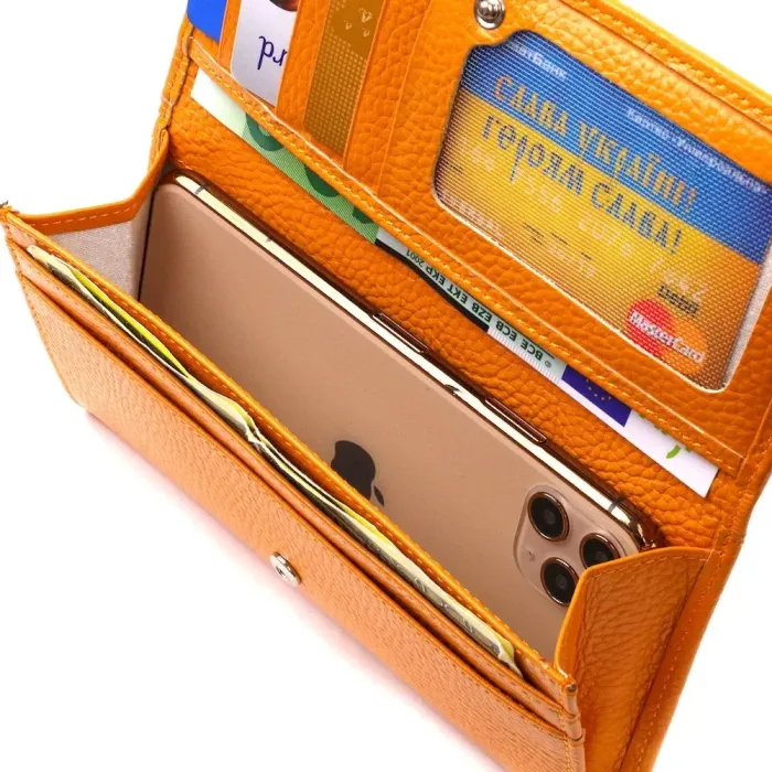 Яскравий жіночий гаманець з натуральної шкіри CANPELLINI 21832 Жовтий