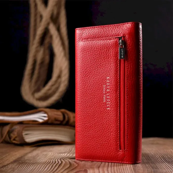 Яркий женский кошелек из натуральной кожи KARYA 21011 Красный