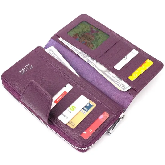 Яркий женский кошелек из натуральной кожи KARYA 21155 Фиолетовый