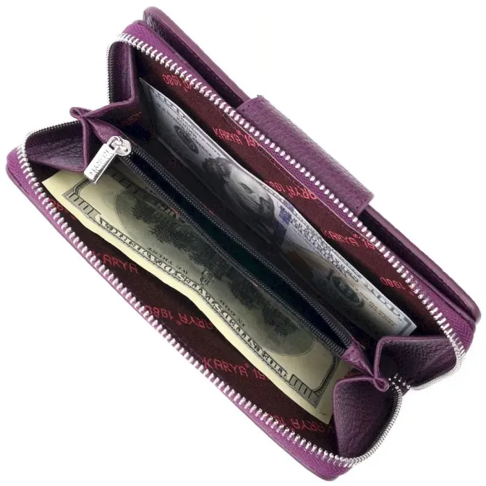 Яркий женский кошелек из натуральной кожи KARYA 21155 Фиолетовый