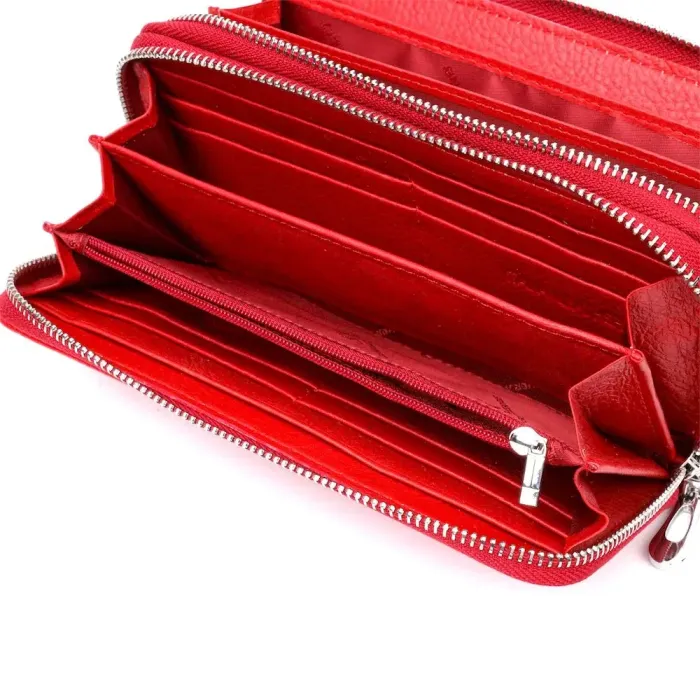 Яскравий жіночий гаманець-клатч із двома відділеннями на блискавках ST Leather 19430 Червоний
